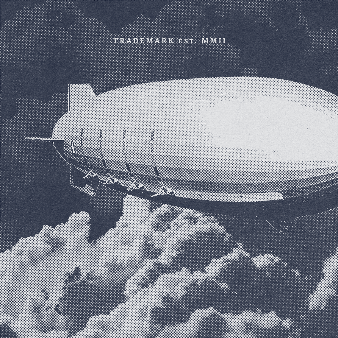 Trademark Est MMII image of airship in the clouds